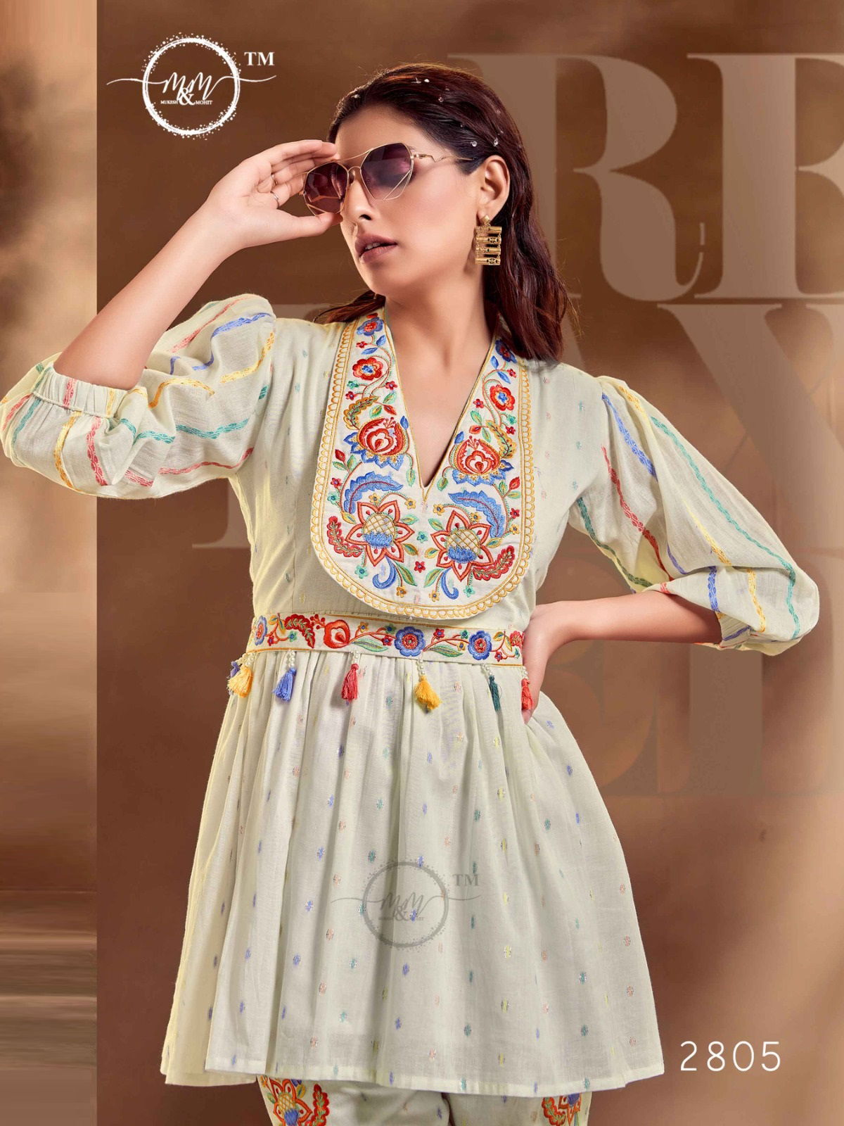 M And M 2805 Short Kurti With Bottom Catalog
